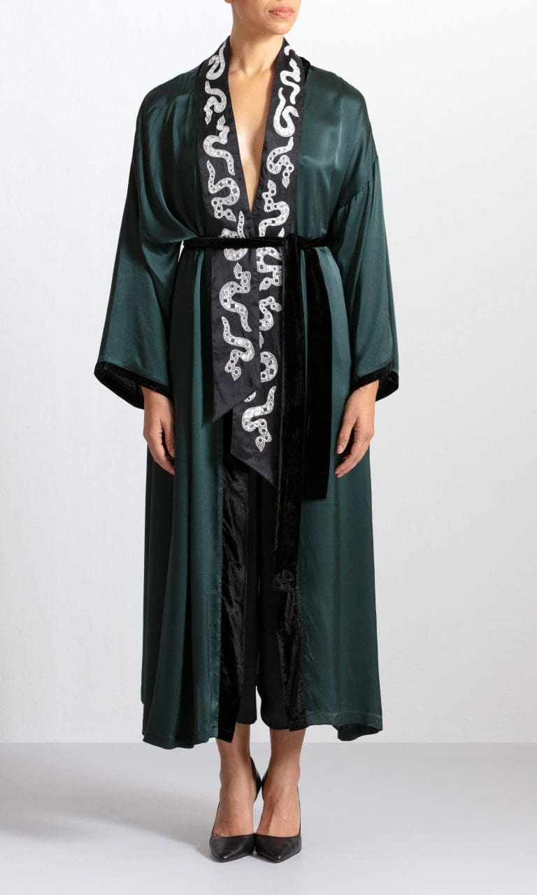 SHWETAMBARI EMBROIDERED JAIPUR ROBE LONG | Designer Robes & Luxury Silk Robes