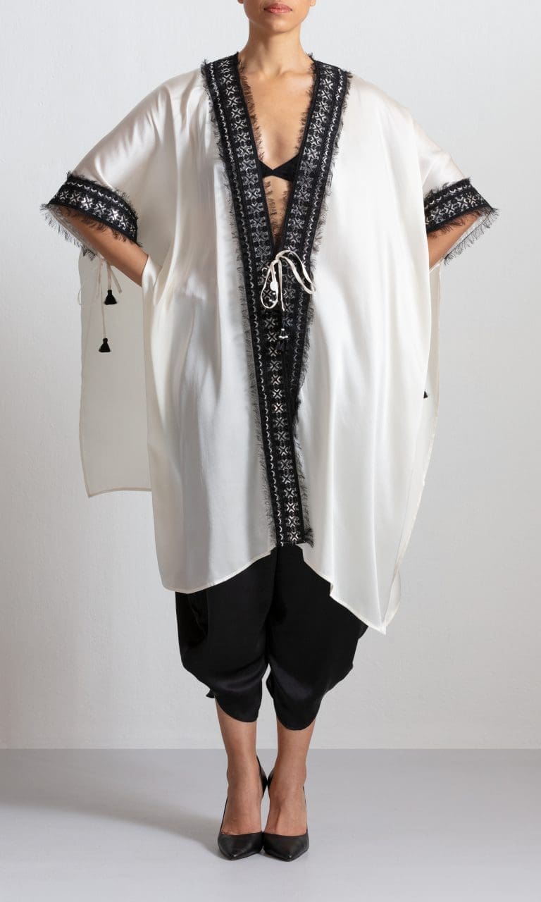 SHWETAMBARI SOLID GOA KAFTAN | Luxury Silk Kaftans & Embroidered Kaftans